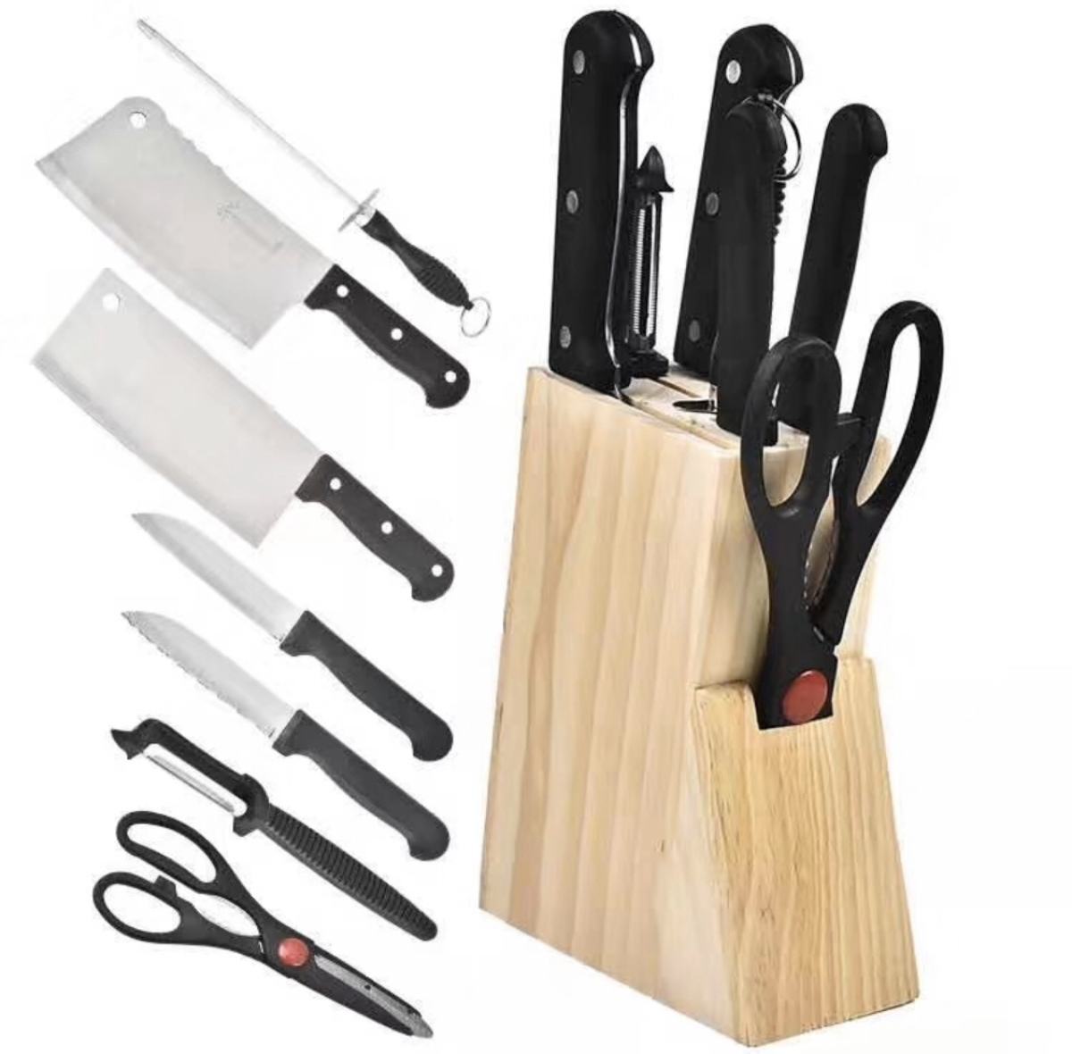 8-Piece Chef's Stainless Steel Knife Wooden Block Set