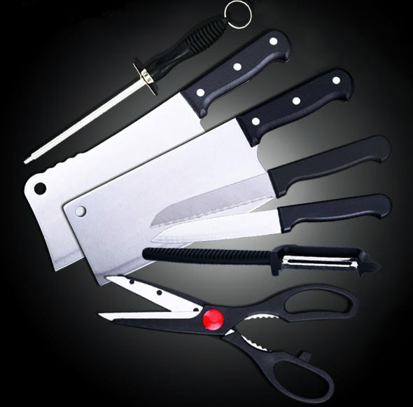 8-Piece Chef's Stainless Steel Knife Wooden Block Set