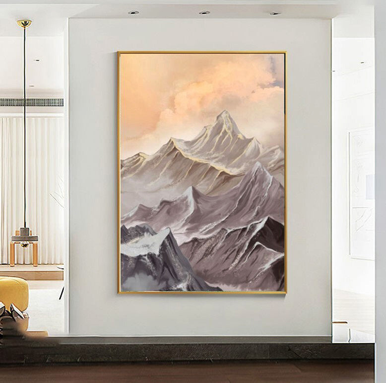 Mountain Scenery Painting Framed Canvas Wall Art - 60cm x 80cm