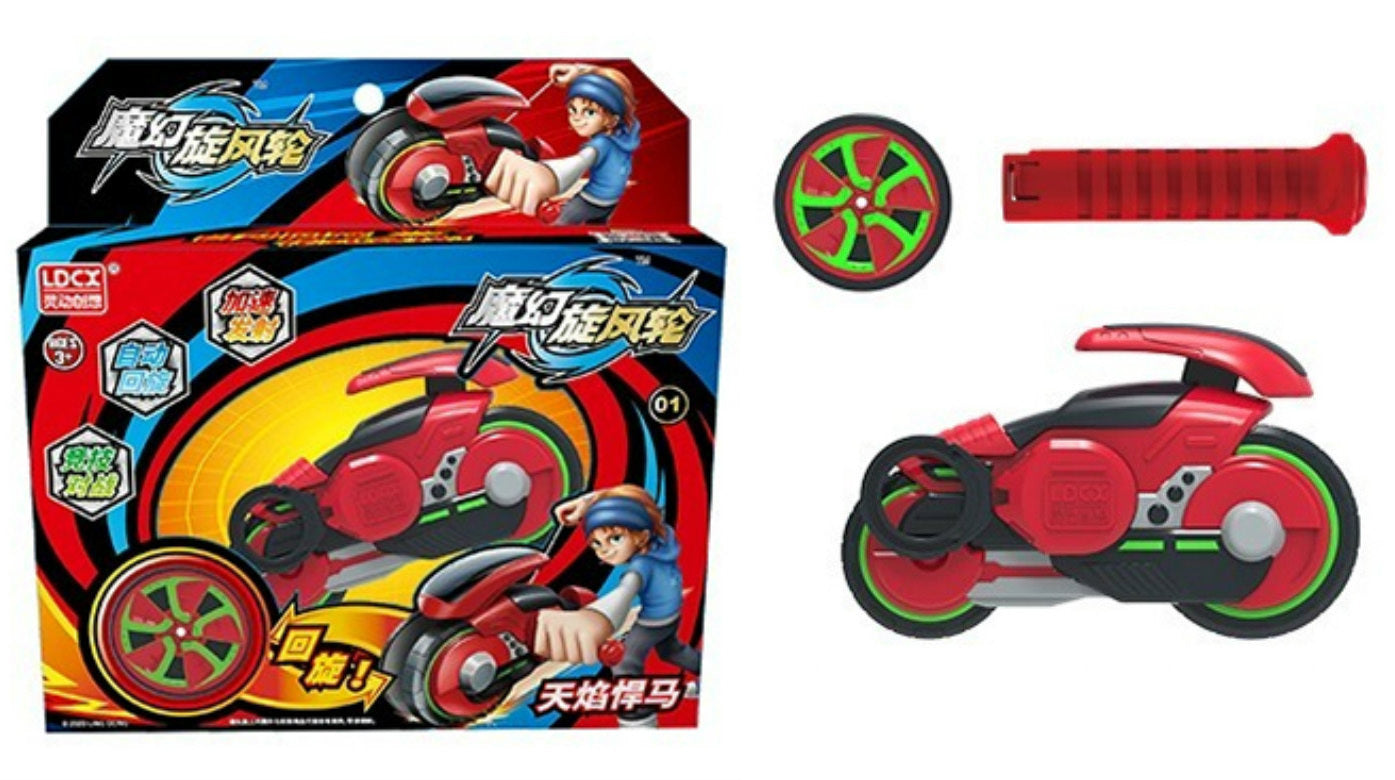Magic Motorbike Spinner Wheel Spinning Top Burst Toy (Red)