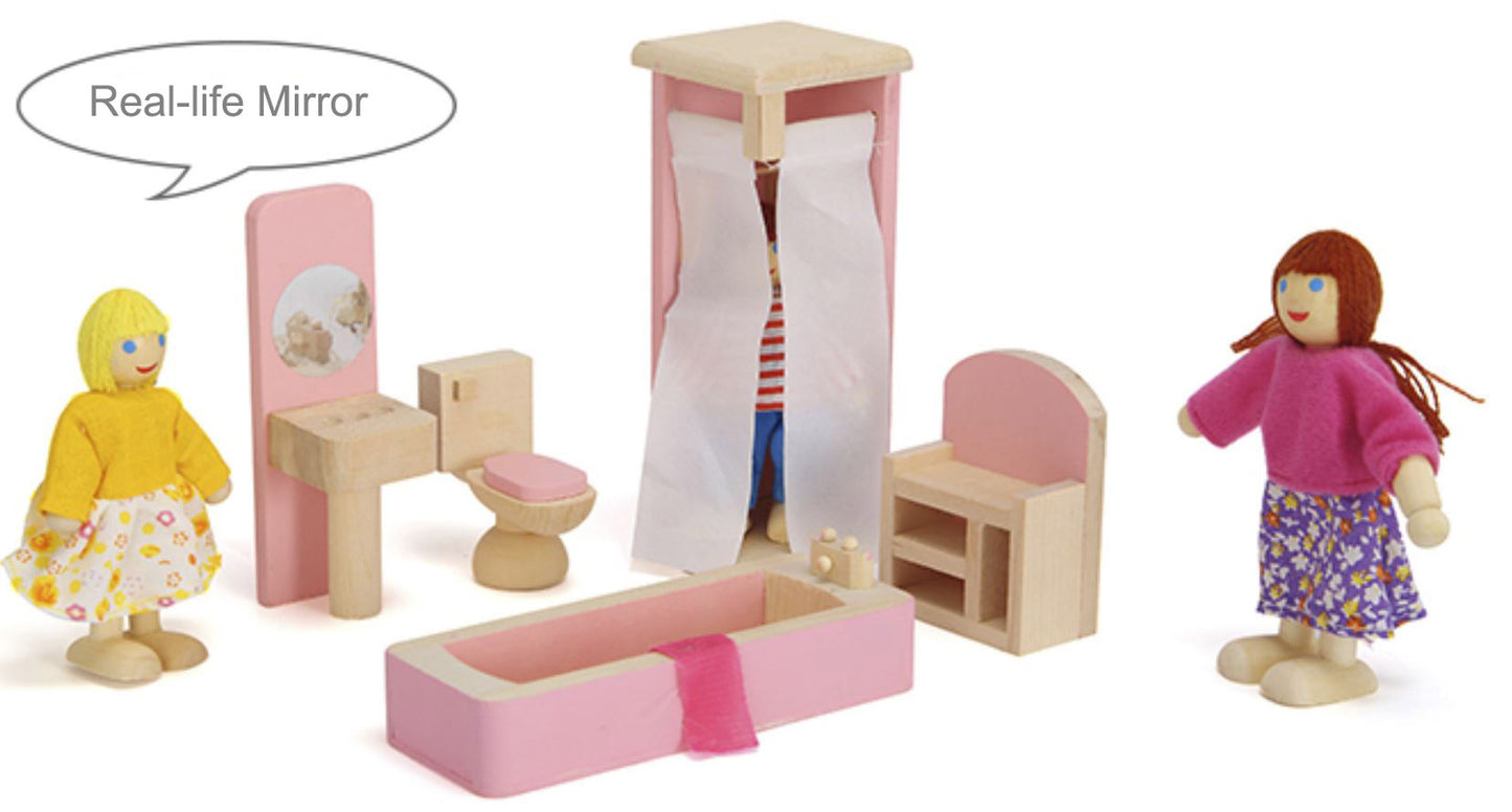 Wooden Furniture Toy Set - Bathroom 5 Pieces