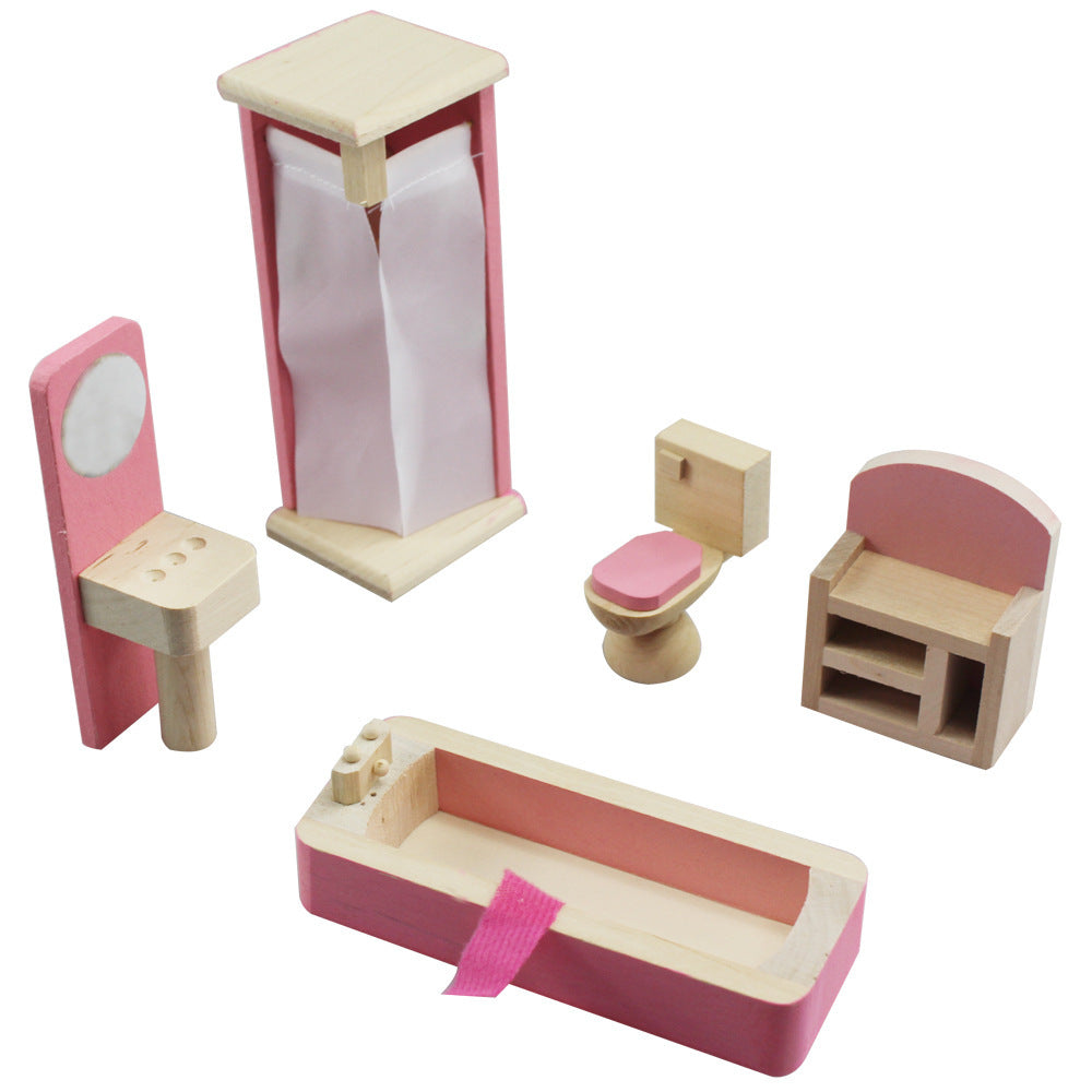 Wooden Furniture Toy Set - Bathroom 5 Pieces
