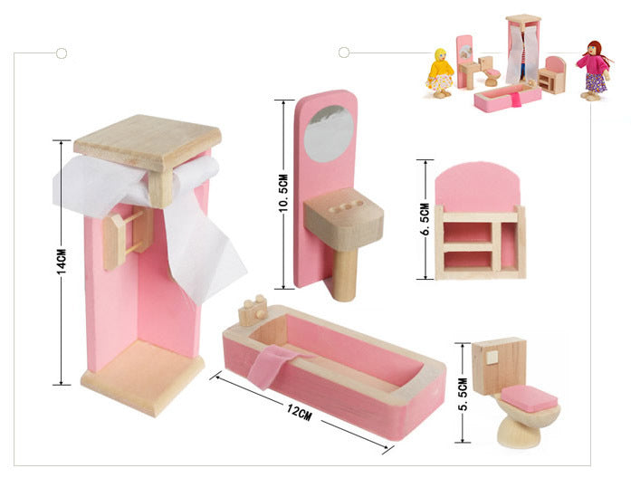Wooden Furniture Toy Set - Bathroom 5 Pieces