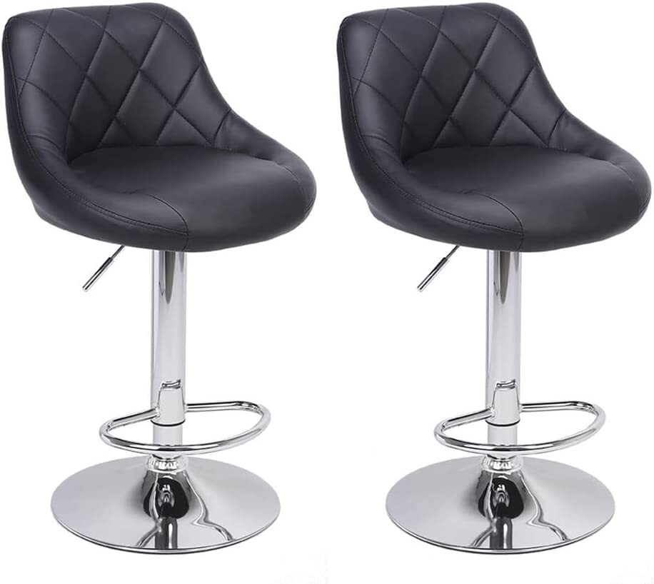 2 x Symphony High Back Faux Leather Bar Stools (Black)