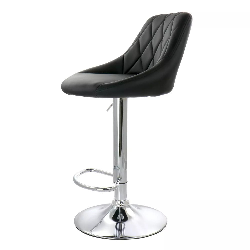 2 x Symphony High Back Faux Leather Bar Stools (Black)