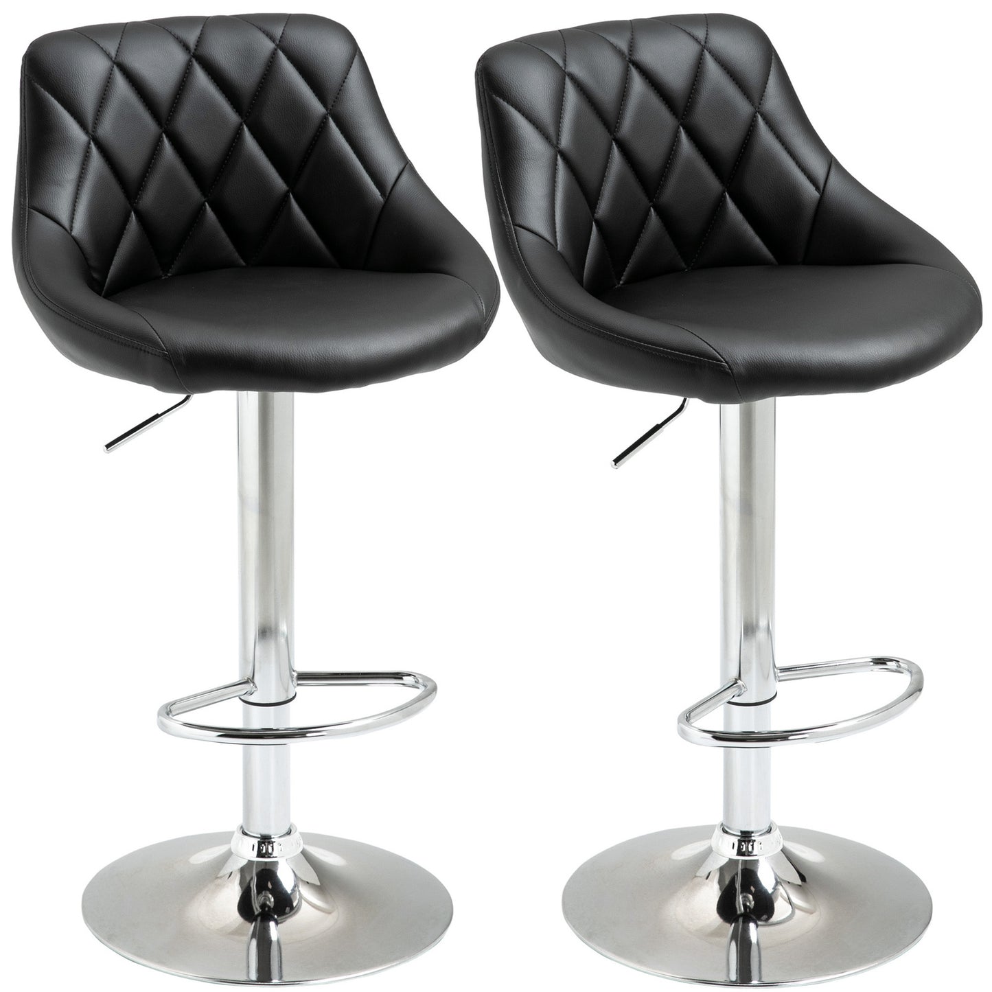2 x Symphony High Back Faux Leather Bar Stools (Black)
