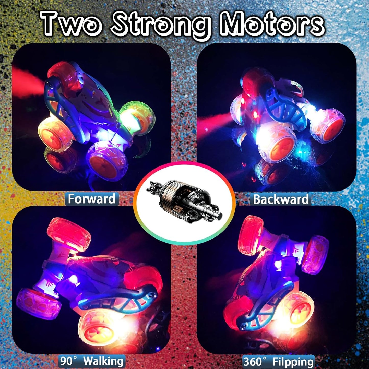 5 Wheels RC Extreme Twist Mist Mini Remote Control Stunt Car (Blue & Orange)