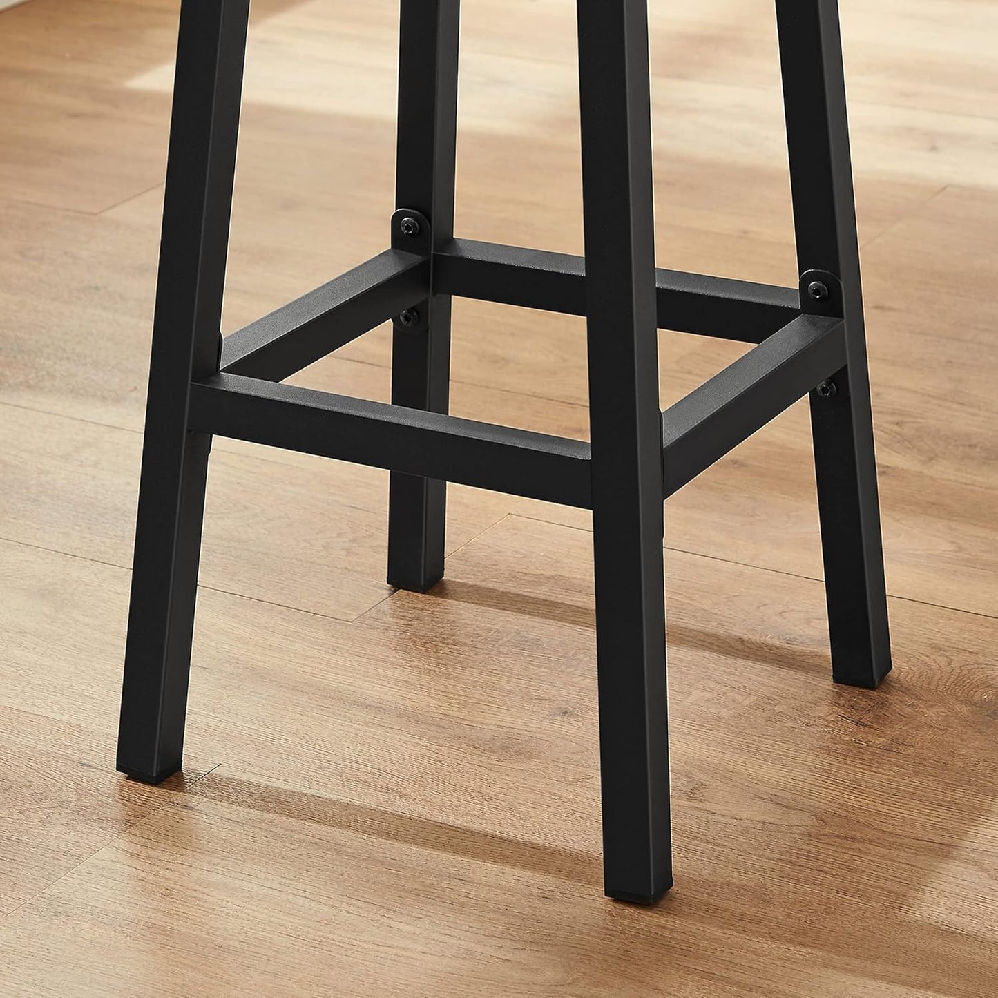 2 x Modern Industrial Bar Stool Wood & Metal Kitchen Counter Seating (Rustic Oak)