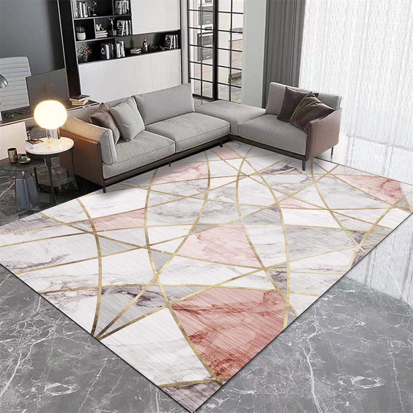 XL Extra Large Pink Marble Rug Carpet Mat (300 x 200)