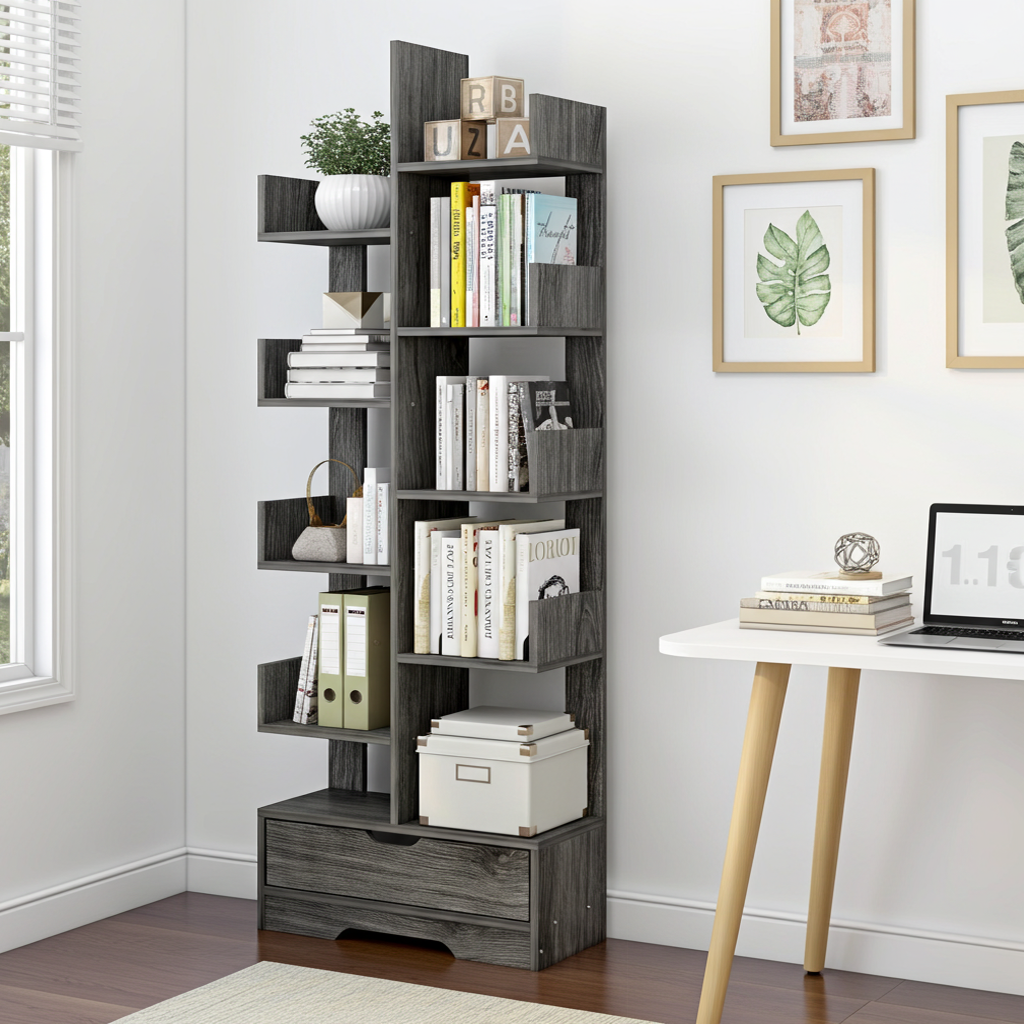 8-Tier 11-Shelf Display Storage Utility Book Shelf Bookcase Shelving (Driftwood Grey)