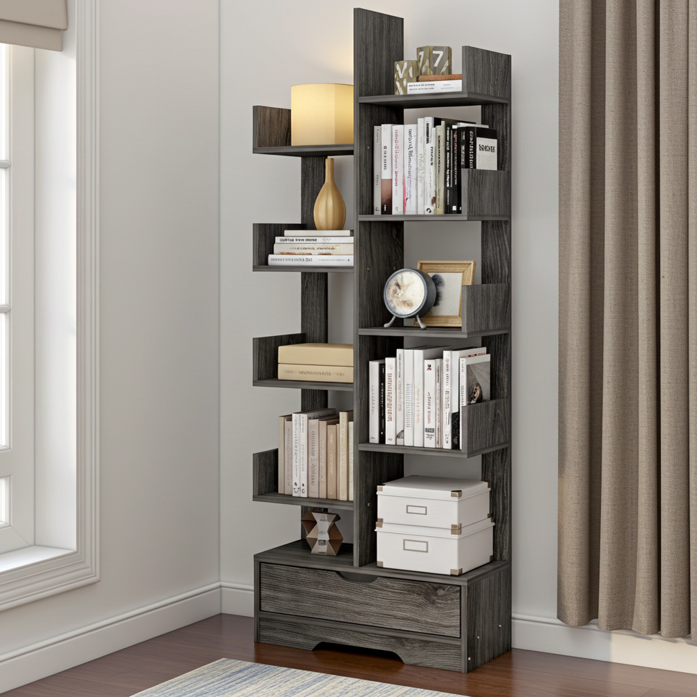 8-Tier 11-Shelf Display Storage Utility Book Shelf Bookcase Shelving (Driftwood Grey)