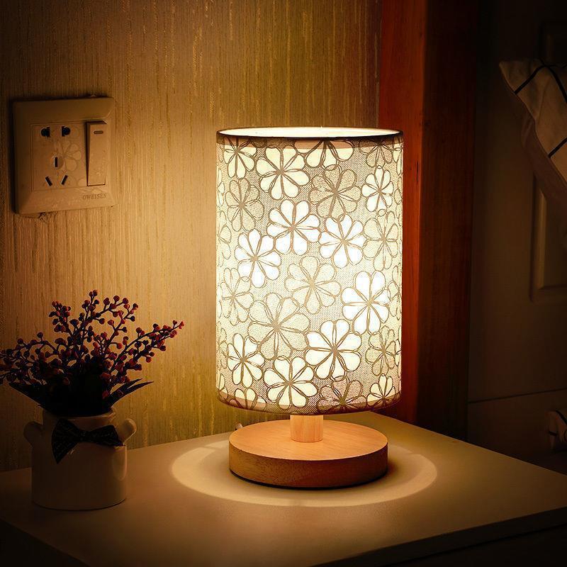 Classic Floral Wooden LED Decorative Table Lamp Night Light