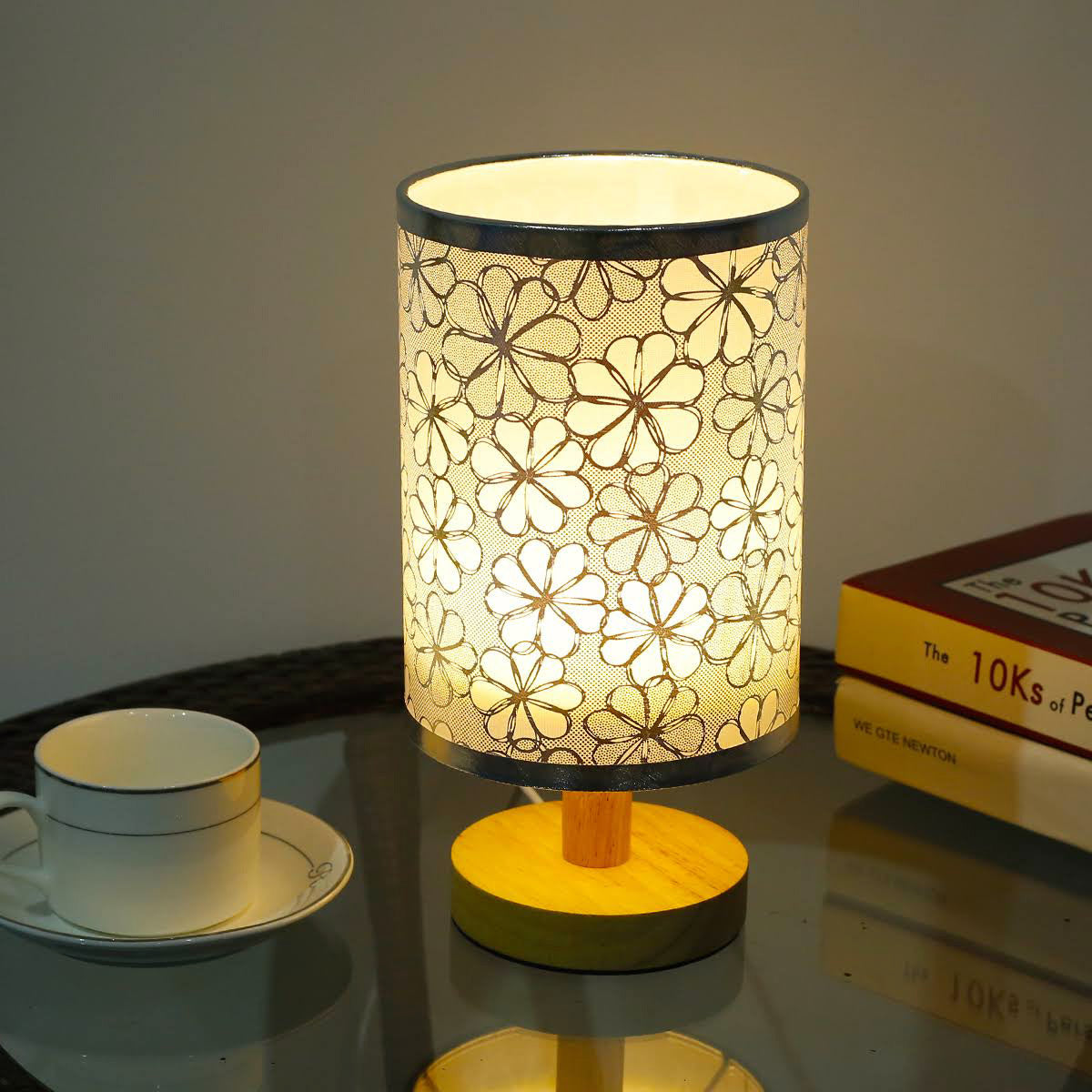 Classic Floral Wooden LED Decorative Table Lamp Night Light