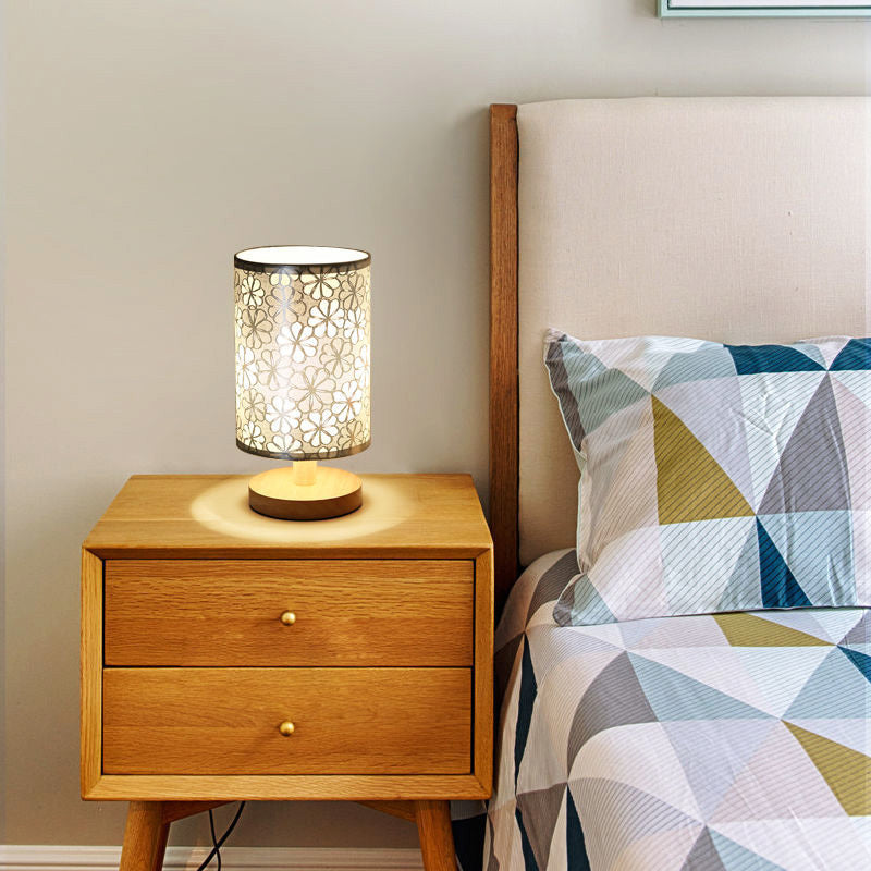 Classic Floral Wooden LED Decorative Table Lamp Night Light