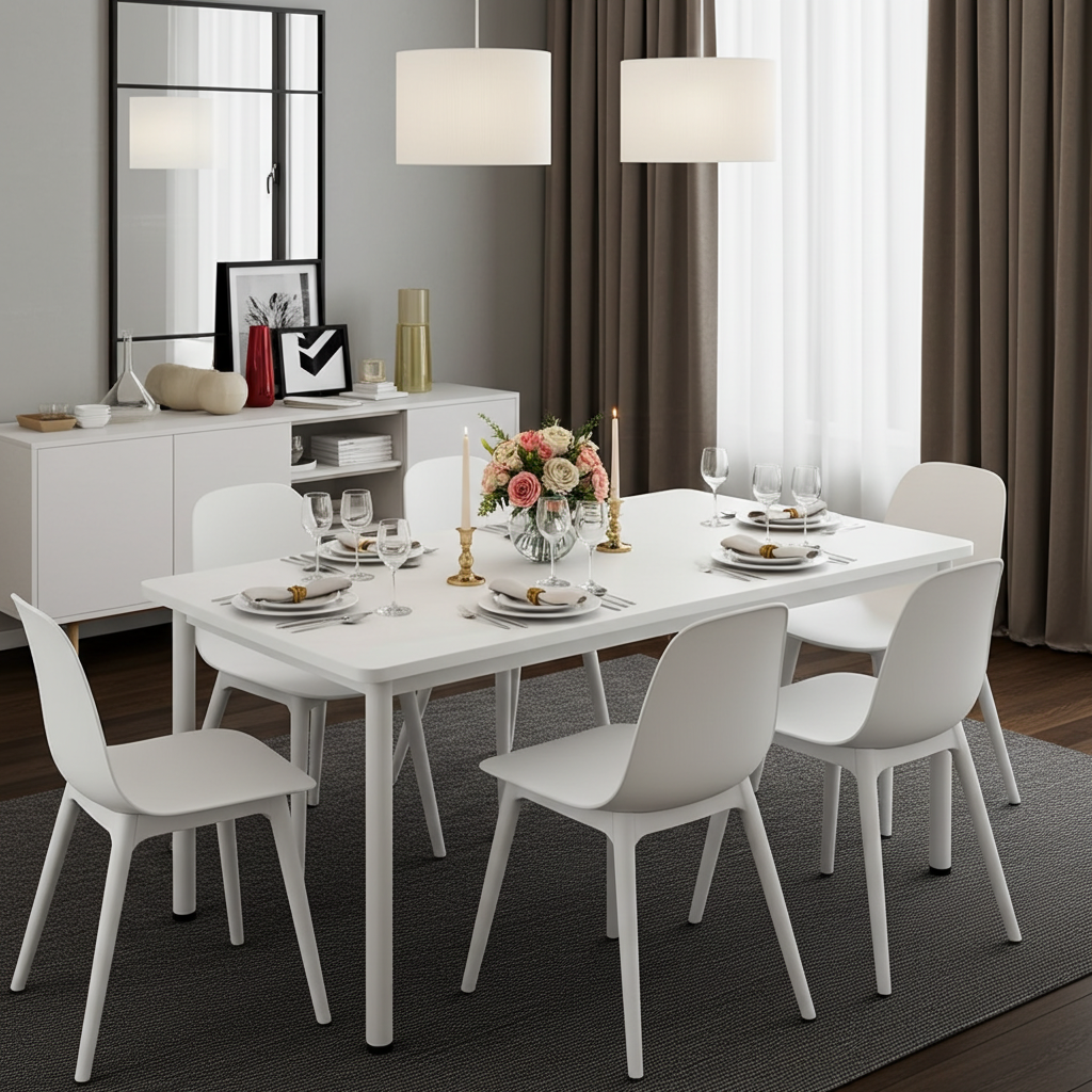 Heritage Industrial White Wood & Metal Dining Table 120cm