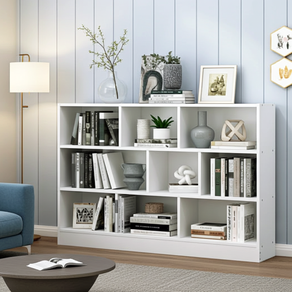 9 Shelving Insight Bookshelf Display Cabinet Bookcase Shelf Organiser (White)