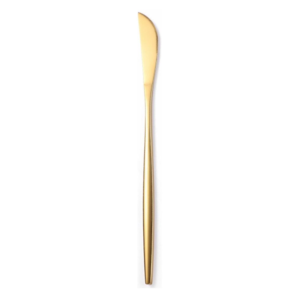 9PC Premium Cutlery Portable Travel Set Stainless Steel Knife Fork Spoon Straws (Gold)