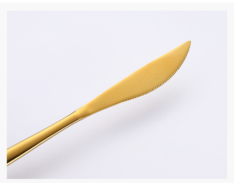 9PC Premium Cutlery Portable Travel Set Stainless Steel Knife Fork Spoon Straws (Gold)