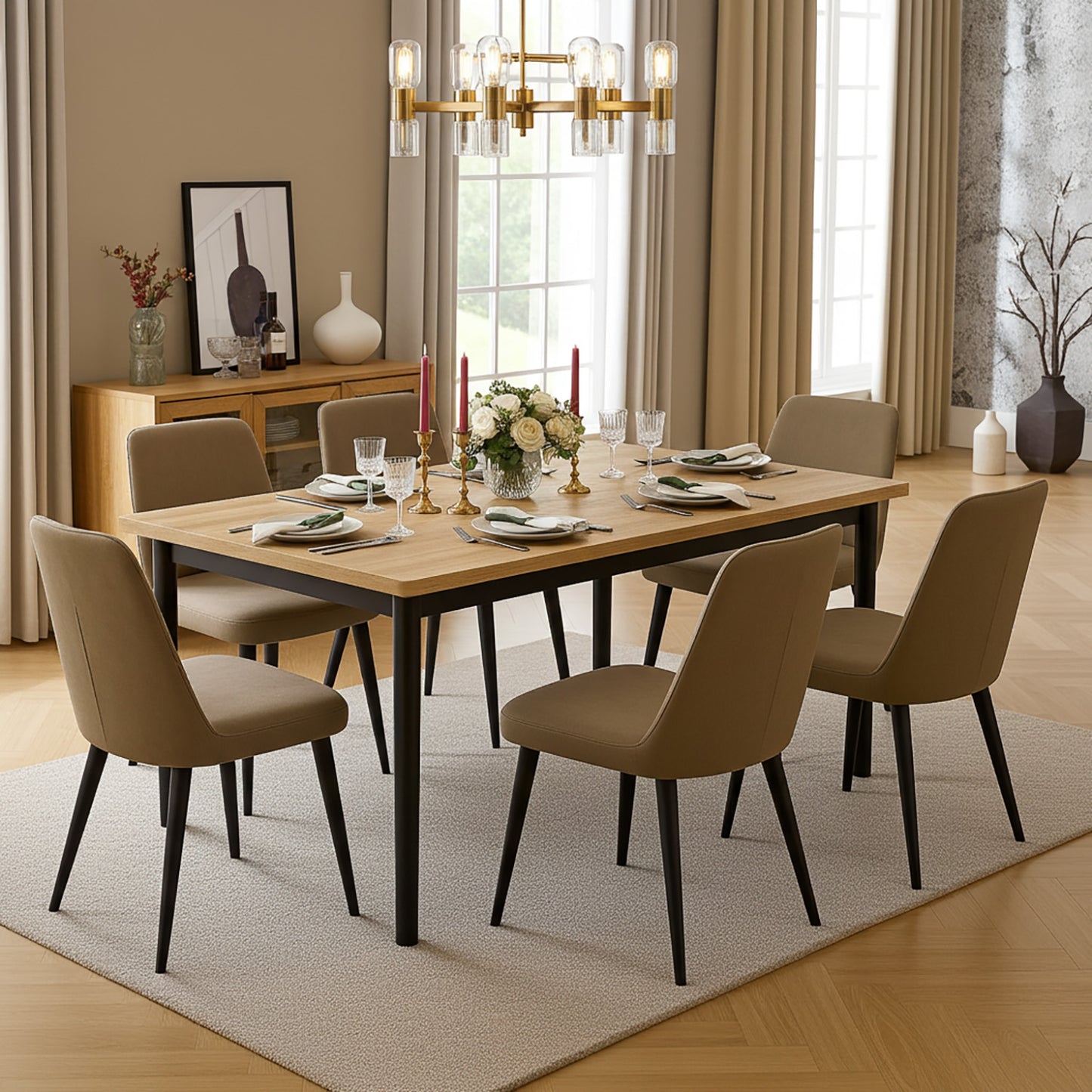 Heritage Industrial Rustic Oak Wood & Metal Dining Table 120cm
