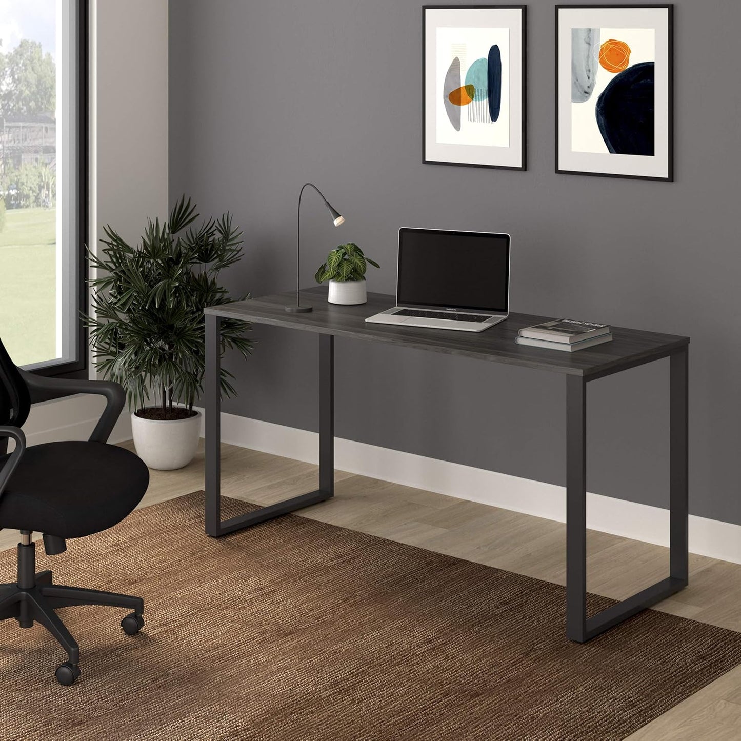 Profile Console Table Wood & Metal Narrow Desk (Driftwood Grey)