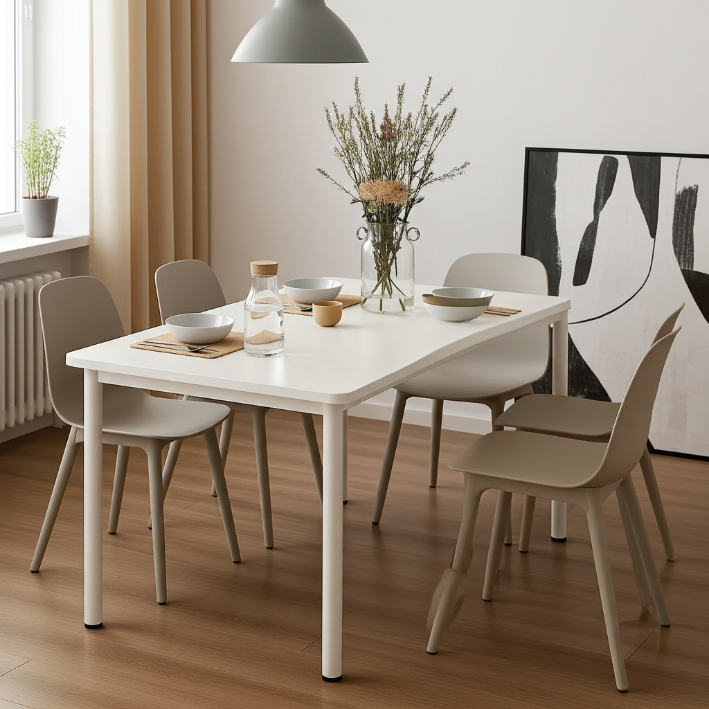 Heritage Industrial White Wood & Metal Dining Table 120cm