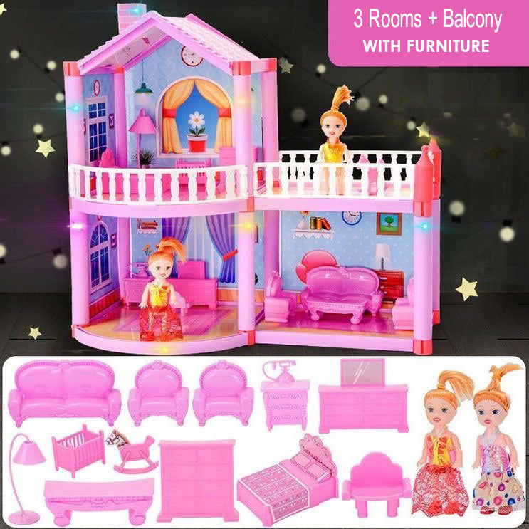 Dreamhouse Princess Villa Doll House Toy Set with Dolls & Furniture