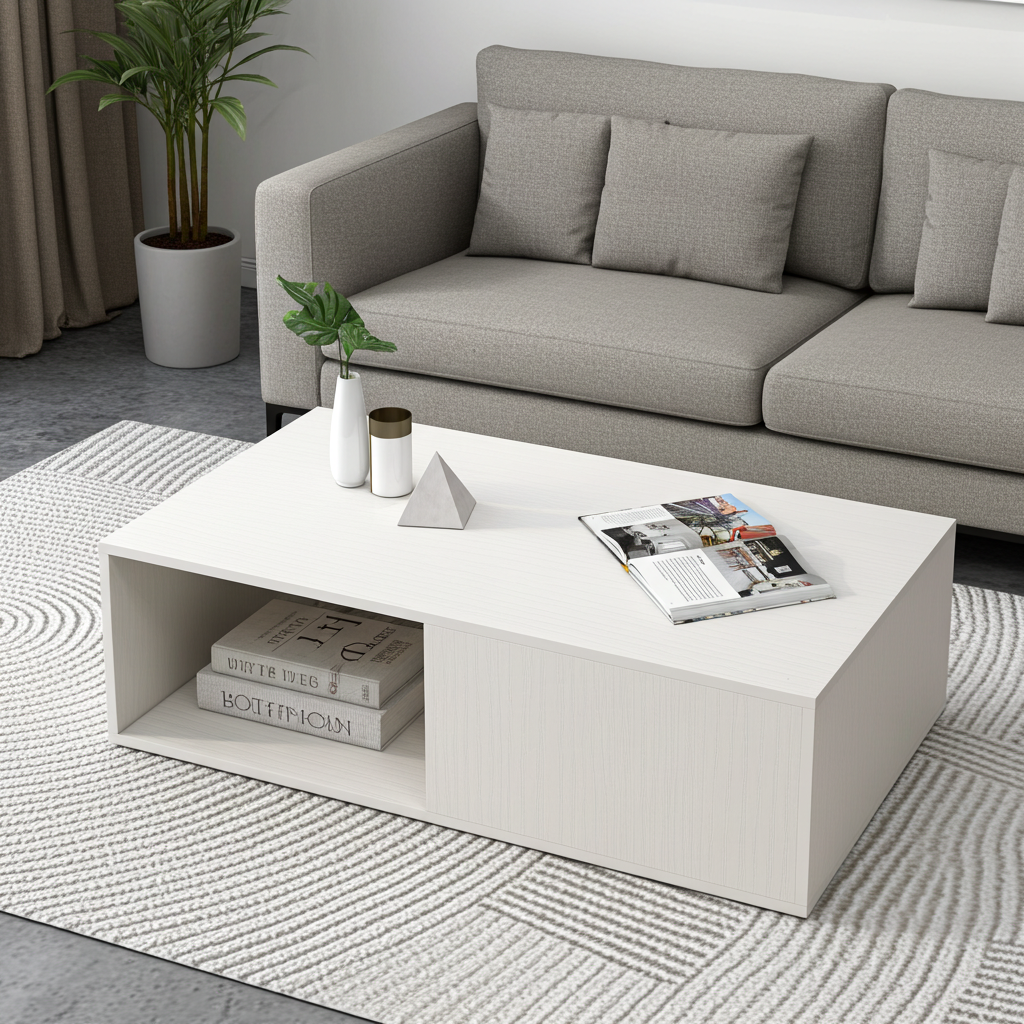Lusso Designer Wooden Coffee Table (White)