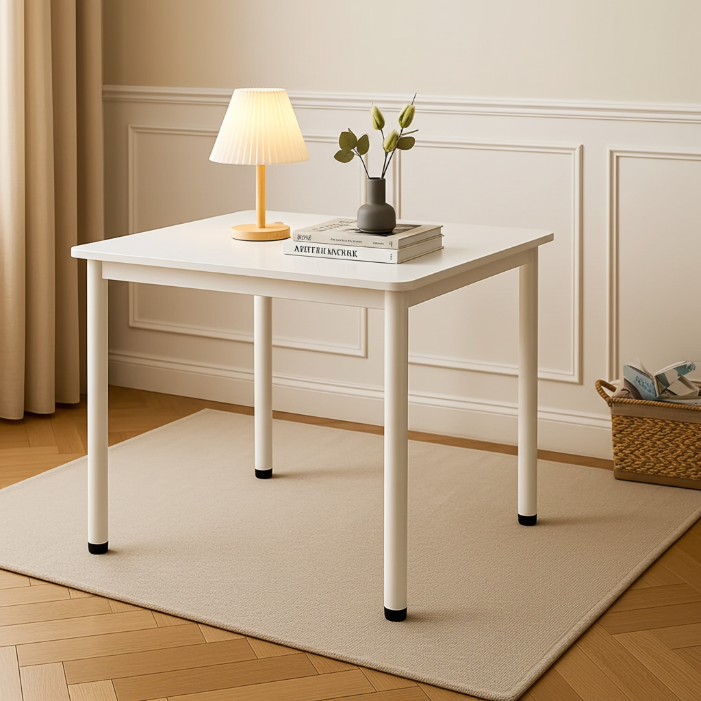 Harbor Industrial White Wood & Steel Dining Table Square 80cm