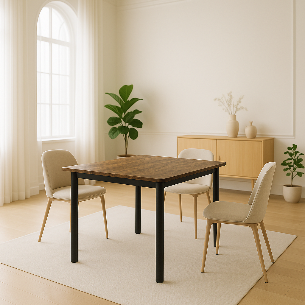 Harbor Industrial Rustic Wood & Steel Dining Table Square 80cm