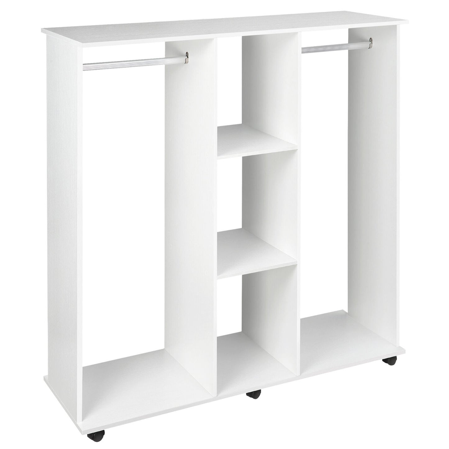 Varossa's Spacesaver Wardrobe Cupboard Shelves & Clothes Hanging Racks Furniture (White)