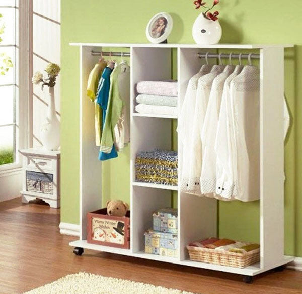 Varossa's Spacesaver Wardrobe Cupboard Shelves & Clothes Hanging Racks Furniture (White)
