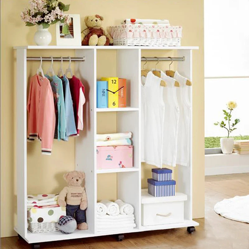 Varossa's Spacesaver Wardrobe Cupboard Shelves & Clothes Hanging Racks Furniture (White)