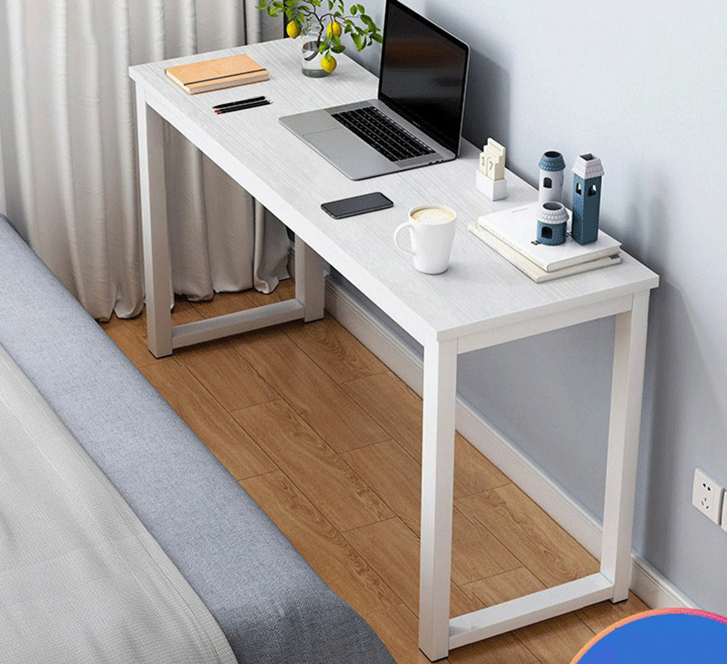 Profile Console Table Wood & Metal Narrow Desk (White)