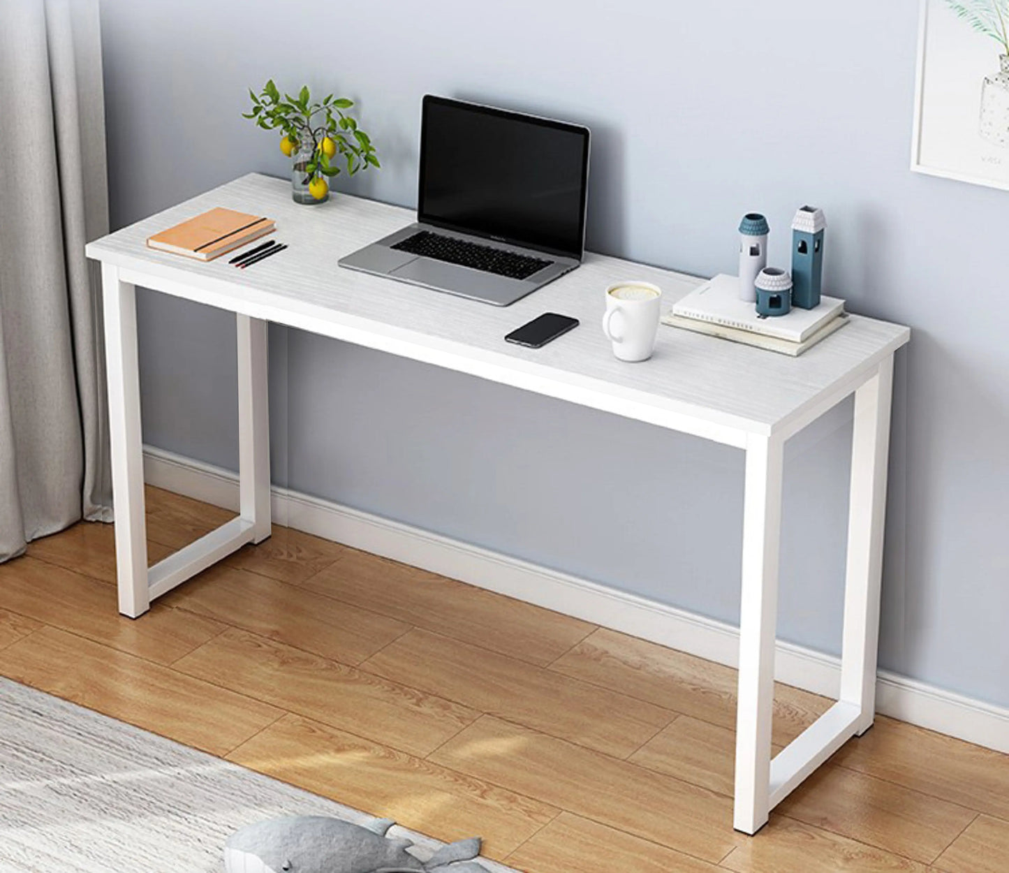 Profile Console Table Wood & Metal Narrow Desk (White)