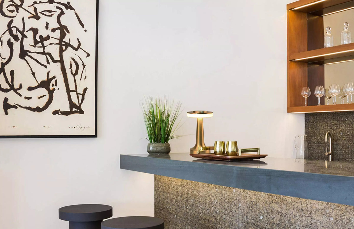 Luxe LED Table Lamp Portable Cordless Touch Sensor Night Light (Gold)