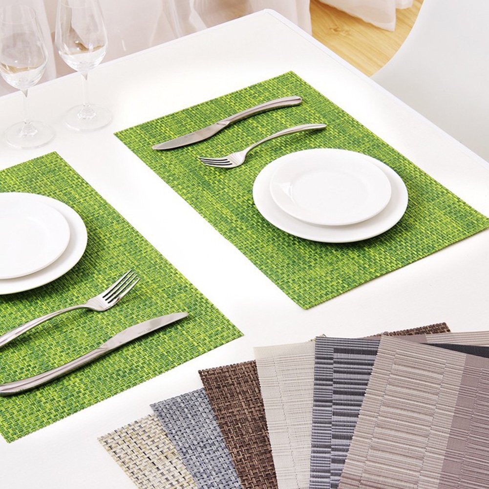 Classic Placemat Dining Table Heat Resistant Pad Weave Mat (Grey)