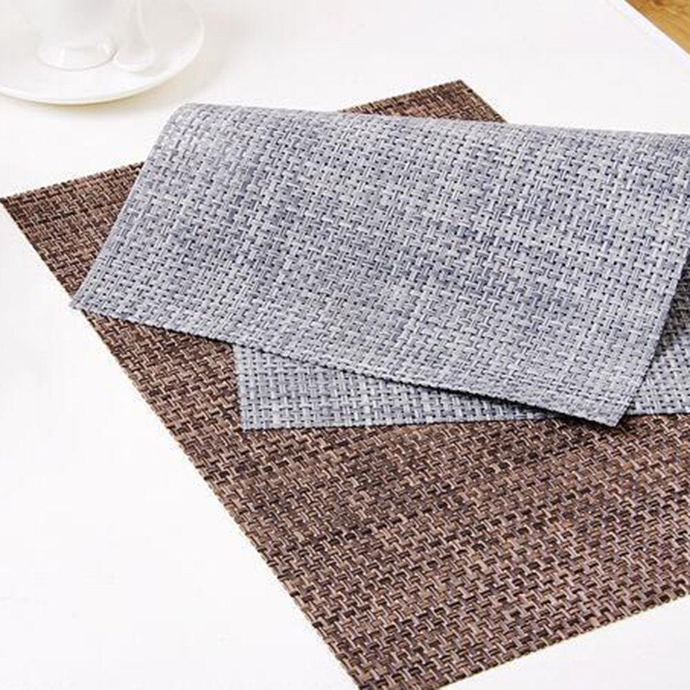 Classic Placemat Dining Table Heat Resistant Pad Weave Mat (Grey)