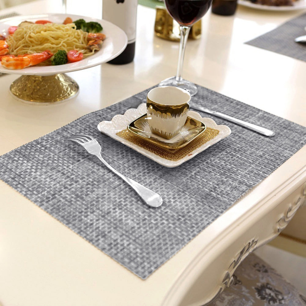Classic Placemat Dining Table Heat Resistant Pad Weave Mat (Grey)