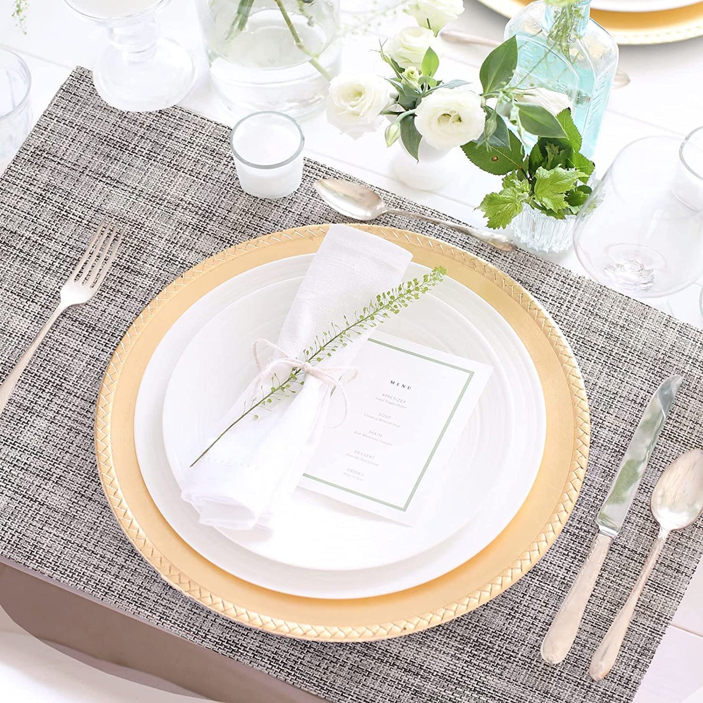 Classic Placemat Dining Table Heat Resistant Pad Weave Mat (Grey)