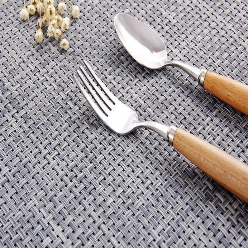 Classic Placemat Dining Table Heat Resistant Pad Weave Mat (Grey)
