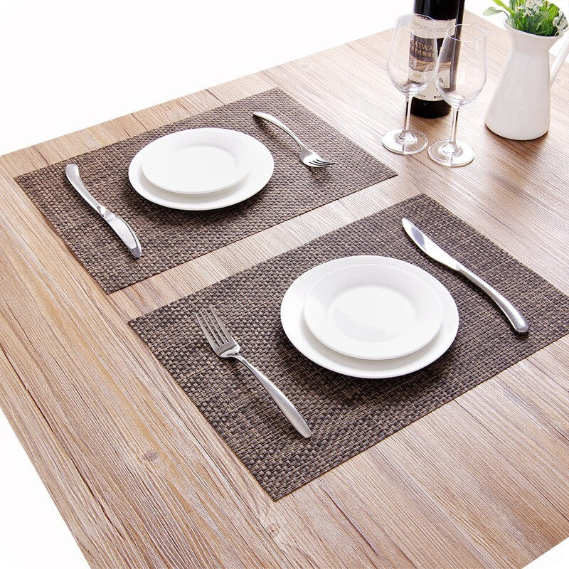 Classic Placemat Dining Table Heat Resistant Pad Weave Mat (Grey)