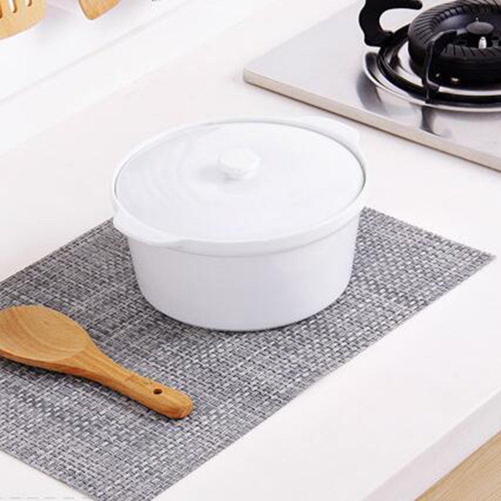 Classic Placemat Dining Table Heat Resistant Pad Weave Mat (Grey)