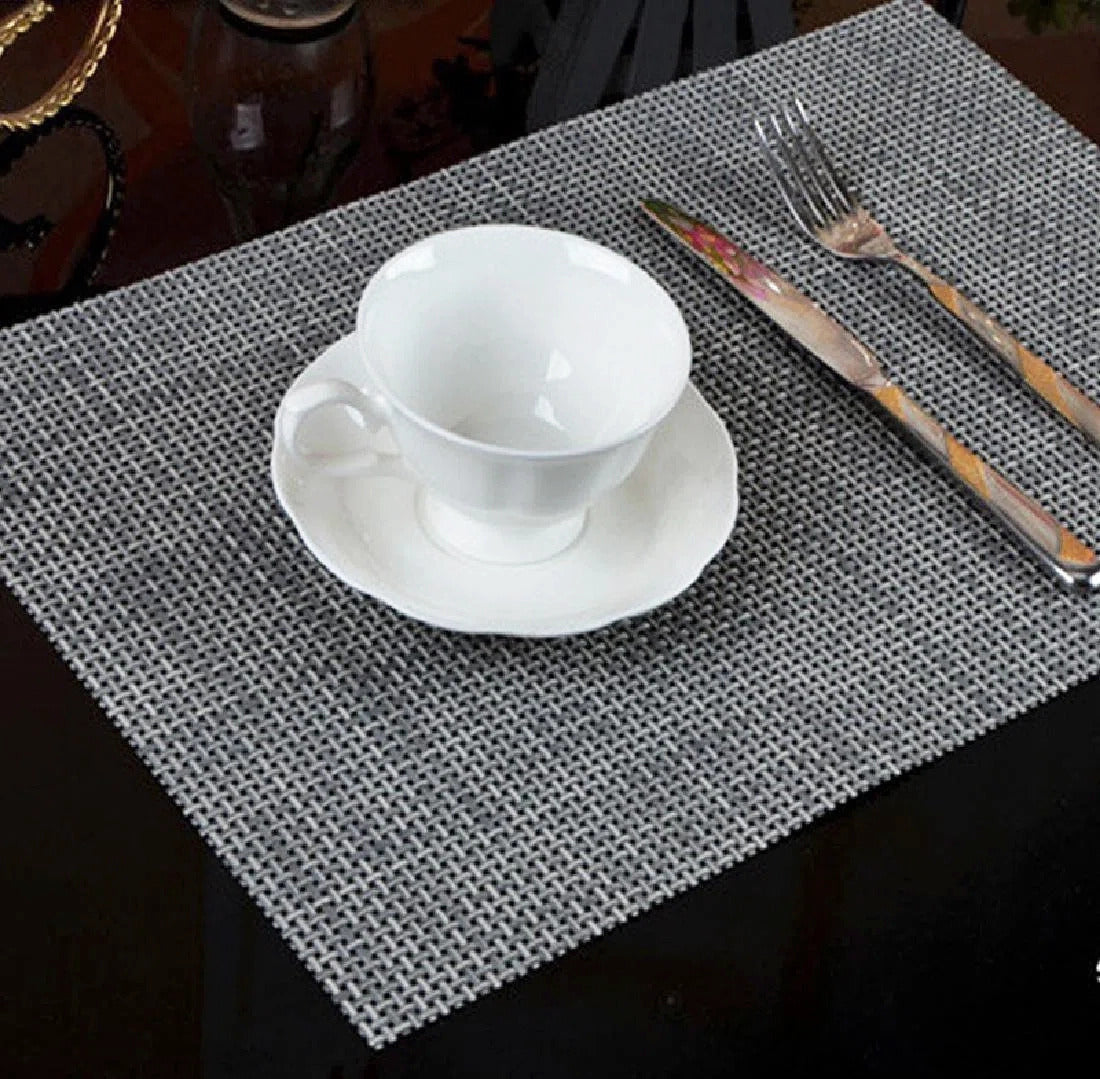 Classic Placemat Dining Table Heat Resistant Pad Weave Mat (Grey)