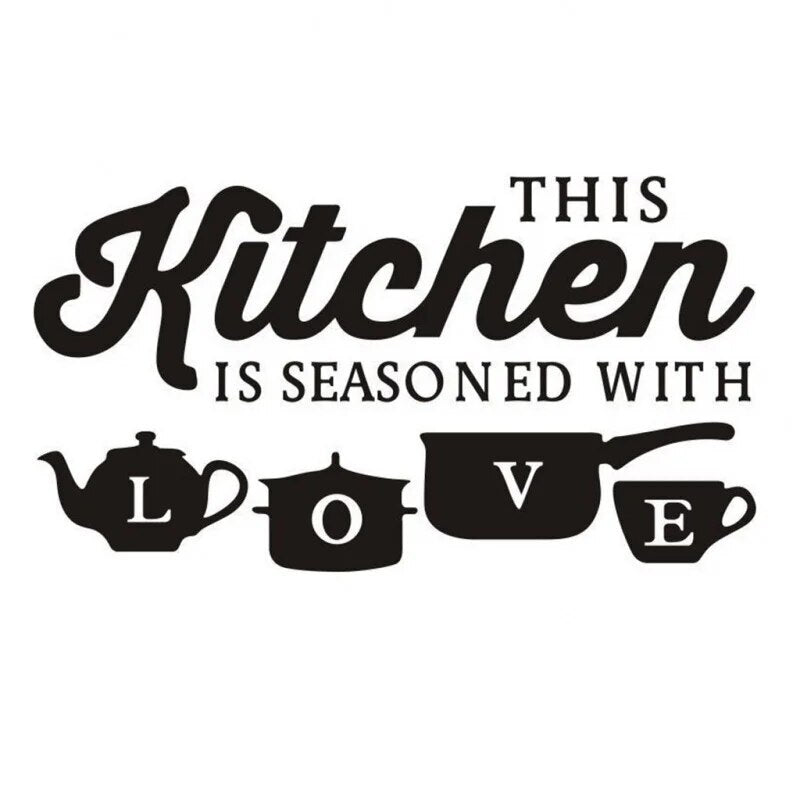 This Kitchen is Seasoned with Love Wall Stickers Kitchen Vinyl Decal DIY Decor Mural Art