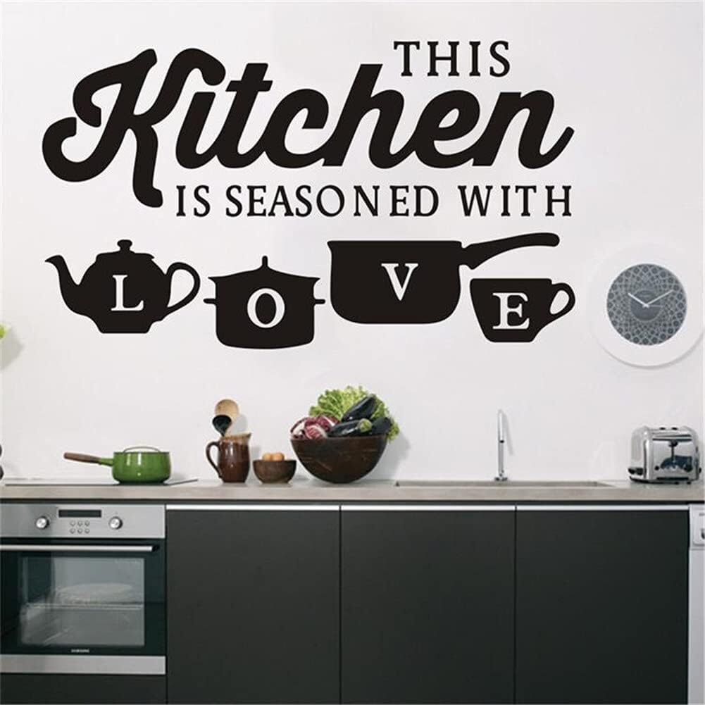 This Kitchen is Seasoned with Love Wall Stickers Kitchen Vinyl Decal DIY Decor Mural Art