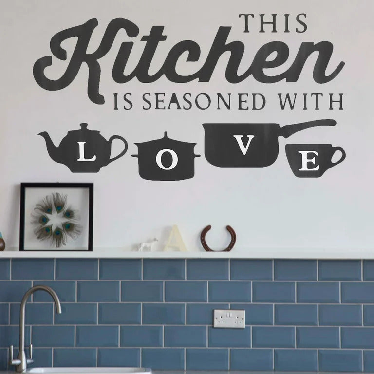 This Kitchen is Seasoned with Love Wall Stickers Kitchen Vinyl Decal DIY Decor Mural Art