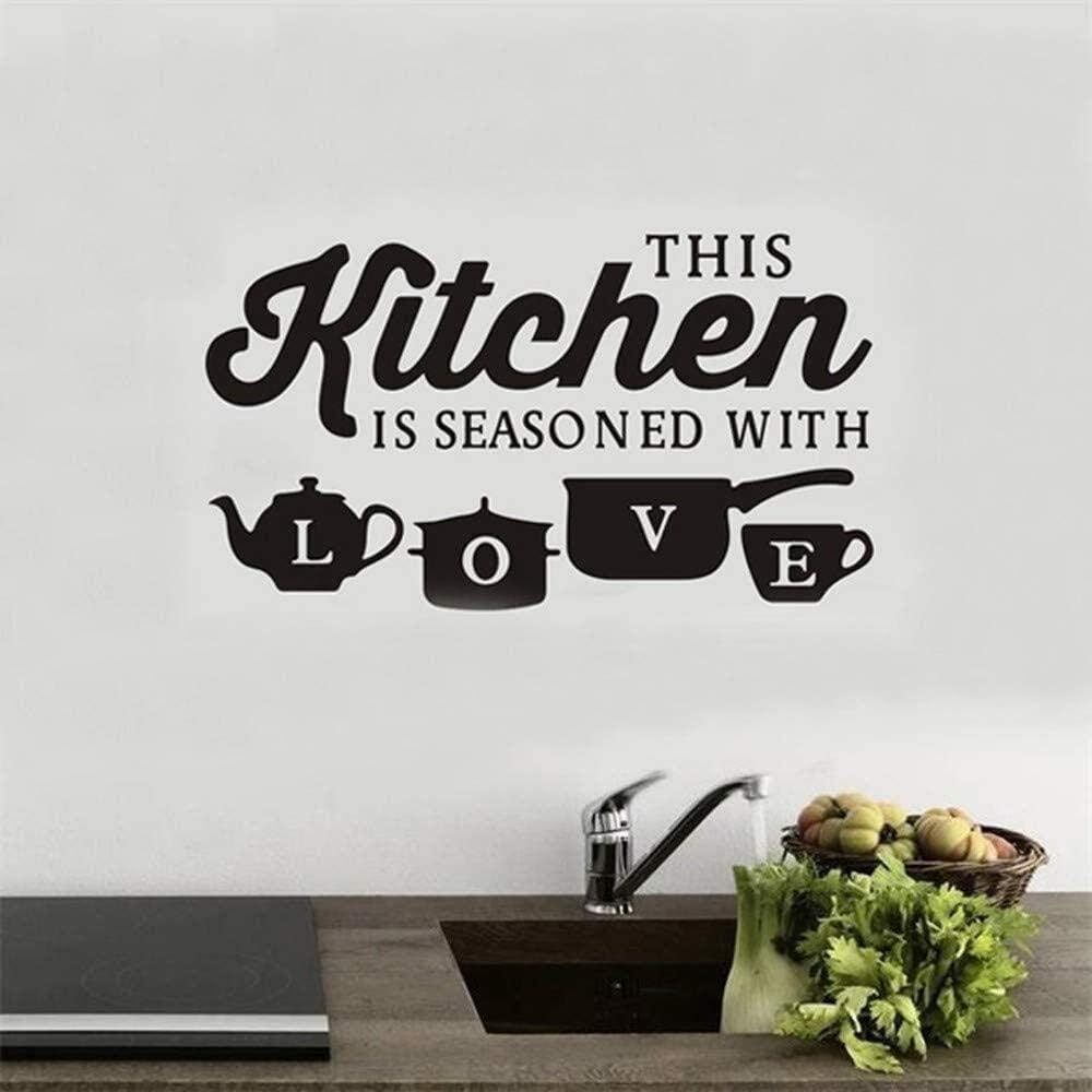 This Kitchen is Seasoned with Love Wall Stickers Kitchen Vinyl Decal DIY Decor Mural Art