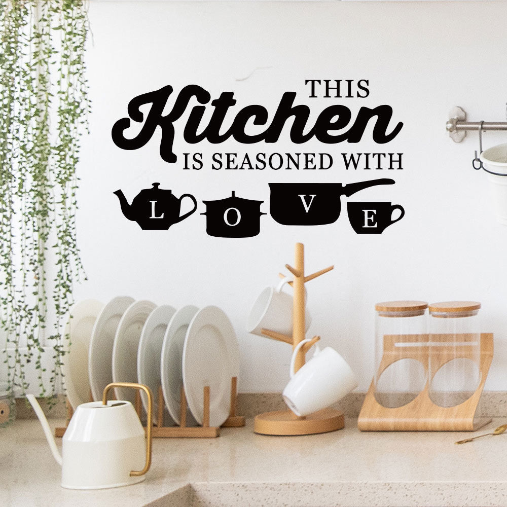 This Kitchen is Seasoned with Love Wall Stickers Kitchen Vinyl Decal DIY Decor Mural Art