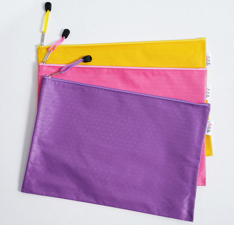 A4 File Bag Pencil Case Document Pocket Stationery Holder Organizer Waterproof Pouch (Pink)