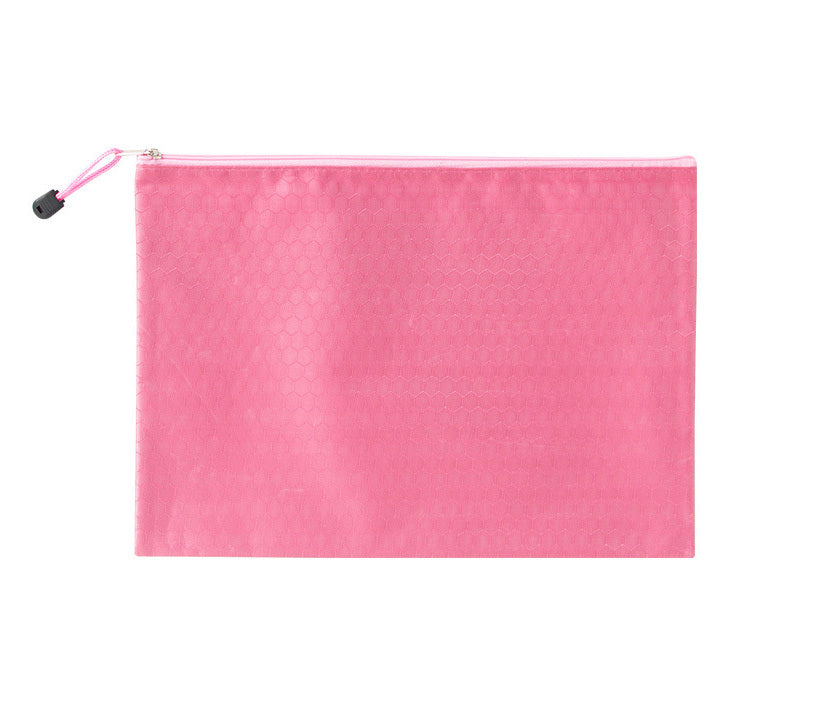 A4 File Bag Pencil Case Document Pocket Stationery Holder Organizer Waterproof Pouch (Pink)